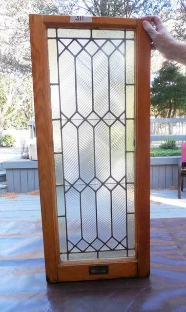 Antique LEADED STAINED AMERICAN WINDOW  S-11