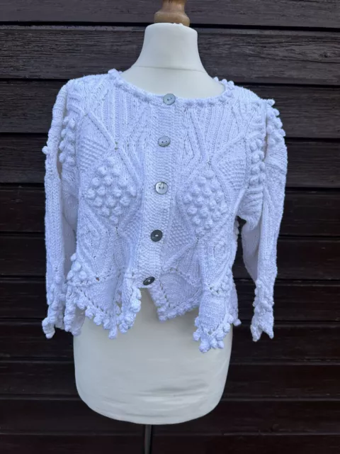 Hand Knitted Women’s Bella Cardigan in Small. 100% Cotton .