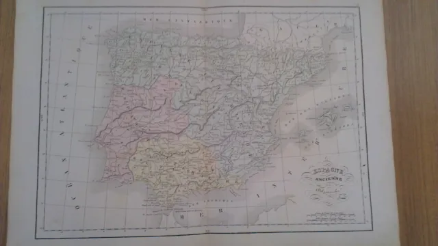 Genuine Hand Colored Map of Europe Ancient Spain Atlas Delamarche 1897 French