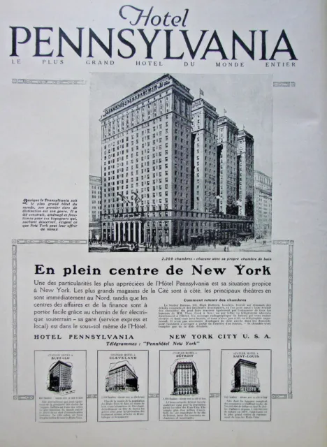 1921 Grand Hotel Pennyvania Central New York Press Advertisement