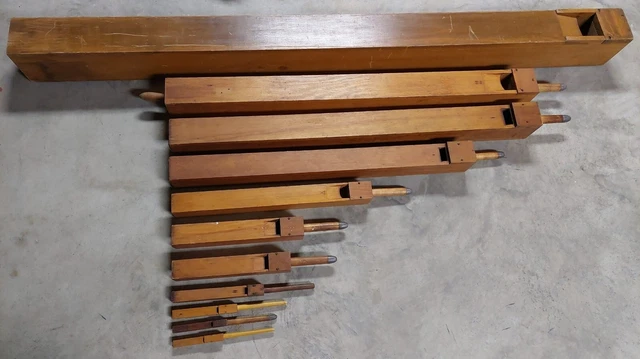 Vintage 13 Working Wood Organ Pipes in Graduated Sizes 11-1/2” to 84-3/4” Tall