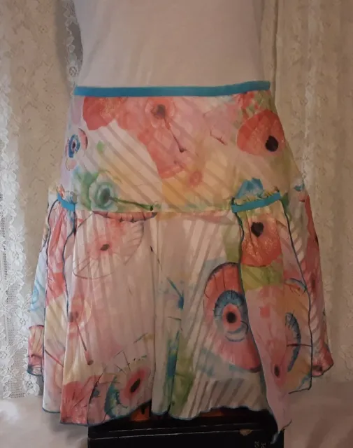 Vtg Diane von Furstenberg Sz 12 Silk & Cotton Print Skirt "Jai-Parasol"