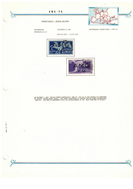 Italy Trieste AMG-VG 1946 Express Post Pair on Bush Album Page VFU