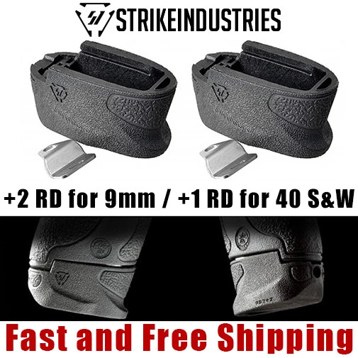 Black Polymer Magazine Extension For S&W M&P 9 Shield PLUS - 10-Round Capacity