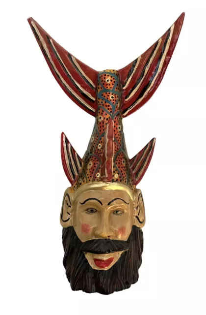 MAN with FISH MASK, Mexican Wood Carving, Pescador