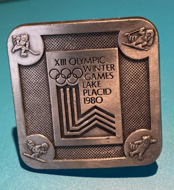 Vintage XIII Olympic Winter Games Lake Placid 1980 Belt Buckle