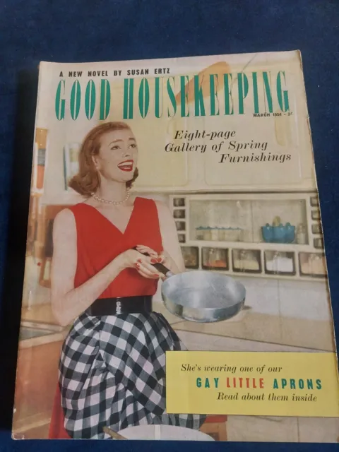 Vintage GOOD HOUSEKEEPING Magazine MARCH 1954 Mid Century Home Fashion 11+ Exam