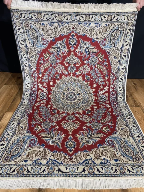 TOP Handgeknüpfter Perser Orientteppich Feiner NAIN mit Seide Tapis Rug 133x85cm