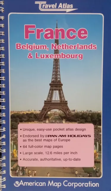 France, Belgium, Netherlands & Luxembourg Travel Atlas By The American Map Corp.