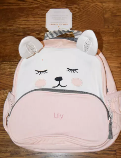 Pottery Barn Kids Emily & Meritt Bunny Critter Backpack Lily Monogram NEW NWT