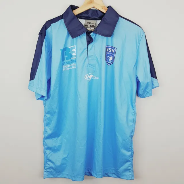 NSW RUGBY LEAGUE Australian Classic Mens Size M NSW Blues Short Sleeve Polo Top