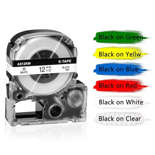 Bending and Wrapping Label Tape for For EPSON SS12KW/LW300 12mm Black on Yellow