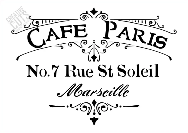 Cafe Paris French style stencil, reusable paint stencil --- Premium Mylar 3