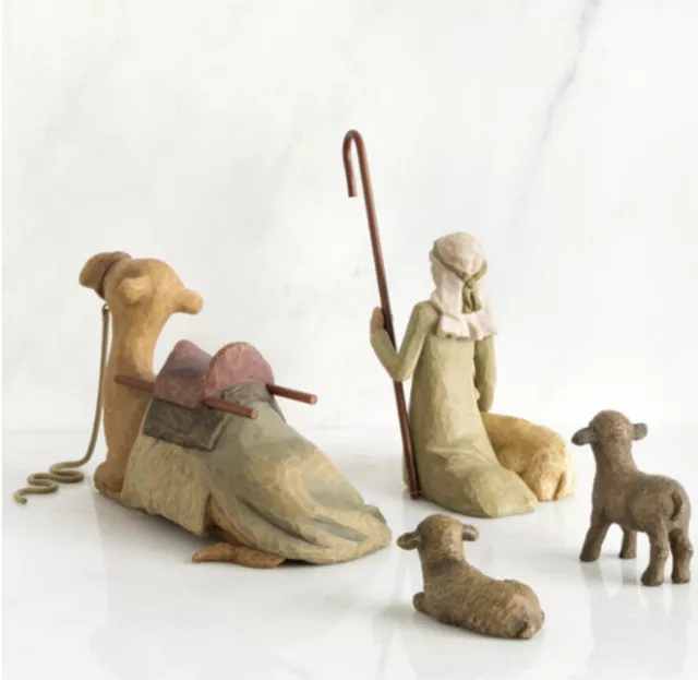 Vintage 2002 Willow Tree Shepherd and Stable Animals 7" Resin Figure Set (26105) Vintage 2002 Willow Tree Shepherd and Stable Animals 7" Resin Figure Set (26105)