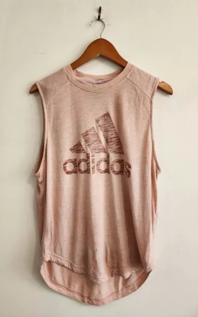 ADIDAS Label Size M Women Unisex Orange Logo Activewear Relaxed Singlet Tank Top