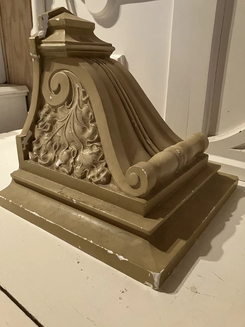 Lg Antique Church Statue Bracket Architectural Salvage with Scroll Decoration