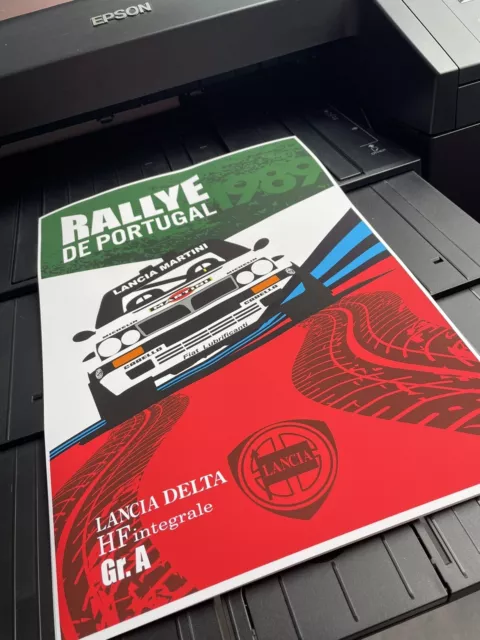 Affiche A3 Poster Lancia Delta HF Integrale 8v Rallye Portugal 1989