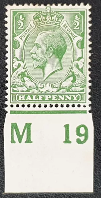 DUZIK S: GB KGV SG351 SPEC N14(1), ½d green, Control M19 M/M (Nos4878)**