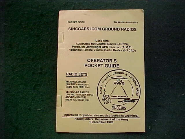 MILITARY RADIO SINCGARS AN/PRC-119,  VRC radios instructions