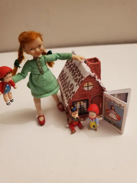 Miniature Dollhouse & mini dolls Red Ridinghood FOR 8"Betsy McCall or 5" Doll