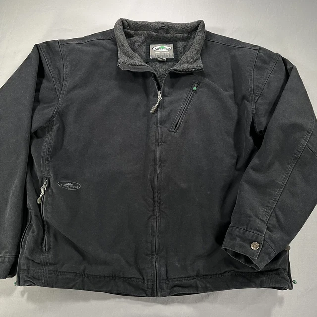 arborwear jacket mens 2xl Rare Work Coat Denim Jean Fleece Lined Thick Black