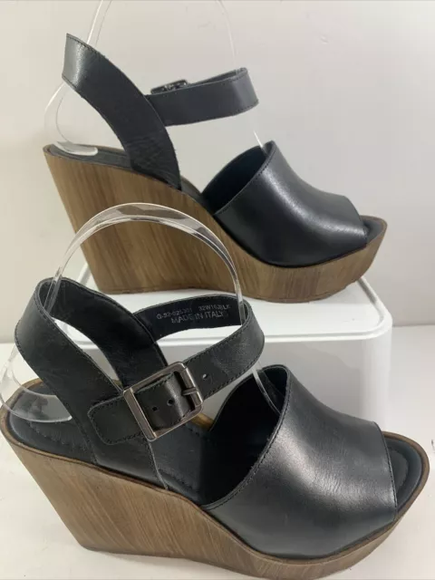 TOP SHOP Black Leather Platform wedge heel sandals. Brand new! RRP£46 Size 6
