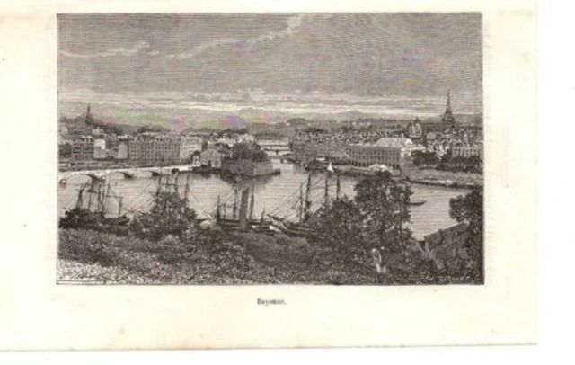 GRAVURE SUR BOIS 19ème BAYONNE