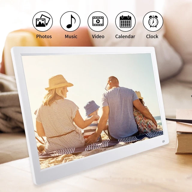 (bianco) Cornice fotografica digitale IPS LED 17,3 pollici schermo HD musica digitale BGS