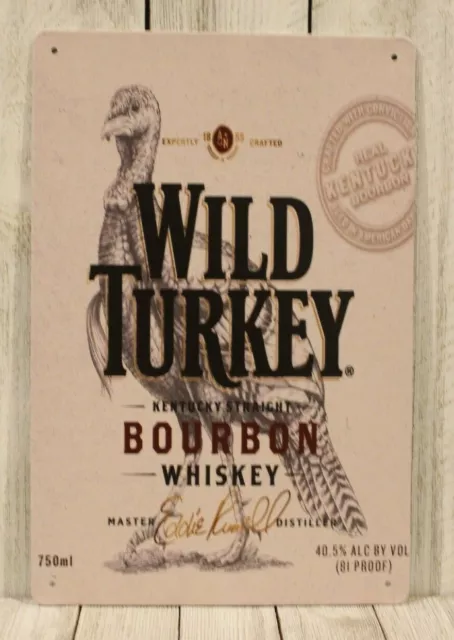Wild Turkey Kentucky Bourbon Tin Metal  Poster Sign Whiskey Bar Liquor Store