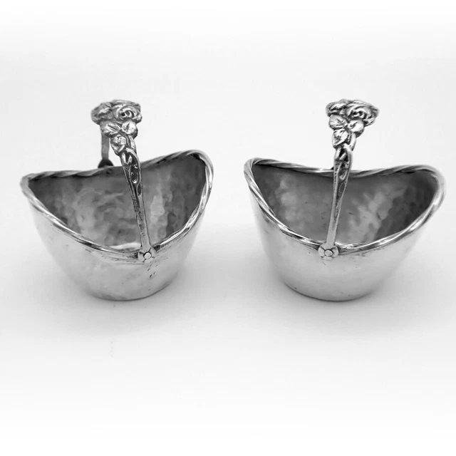 Basket Form Open Salt Dishes Pair 915 Silver Spain