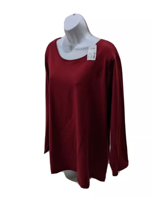 NWT Lane Bryant Long Sleeve Tee Modern Fit T Shirt Top Womens 26 28W Red 2