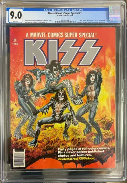 Marvel Comics Super Special  #1 Cgc 9.0 Kiss Band Members Blood In Ink 1977