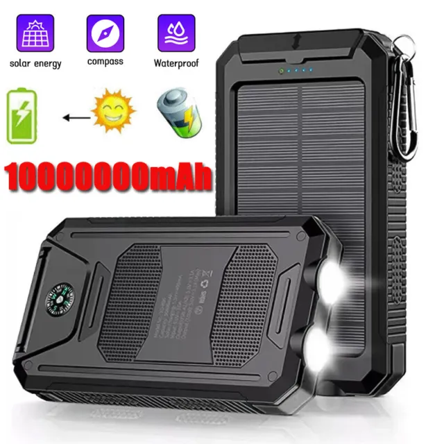 Waterproof Solar Power Bank 10000000mAh Portable External Battery Charger