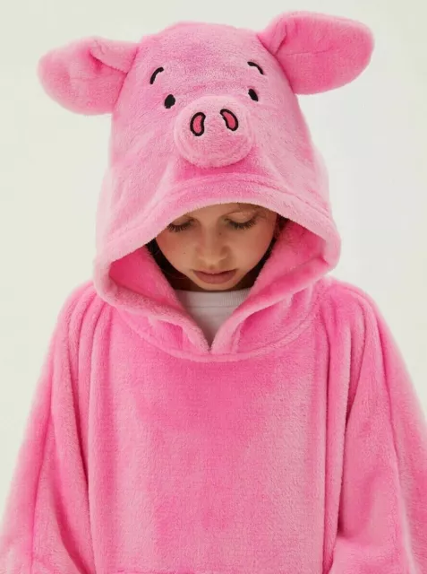 Coperta con cappuccio M&S Percy maiale nuova con etichette accogliente comfort accogliente 6-9 anni