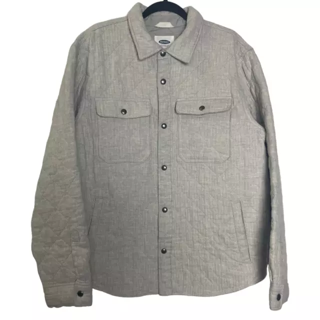 Old Navy Mens Jacket Extra Large Gray Thick Shacket Snap Front  Relaxed