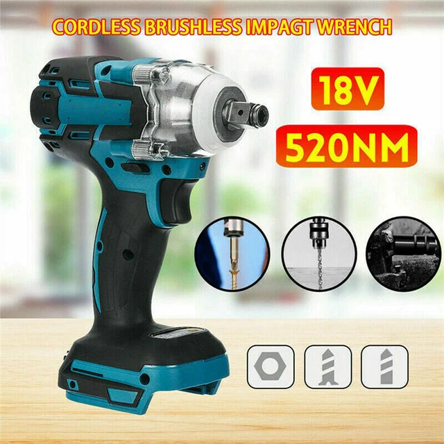 588 Nm Cordless Impact Wrench For Makita Blue Brushless 1/2'' 18V Li-ion Driver