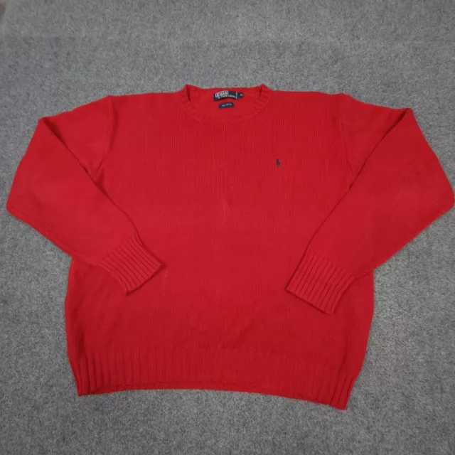 vintage Ralph Lauren Jumper Men XLARGE red sweater knit cotton hong kong Size XL