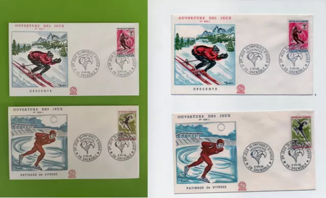 2 Enveloppes Timbres JO Grenoble 1968 - Jeux Olympiques Grenoble 1968