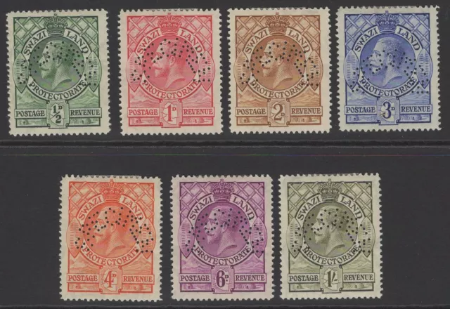 SWAZILAND SG11/7s 1933 DEFINITVE SET TO 1/= PERF SPECIMEN MTD MINT