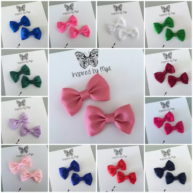 2x Girls Bow Hair Clip School Colours Piggy Pig Tail Christmas Bow Accessory