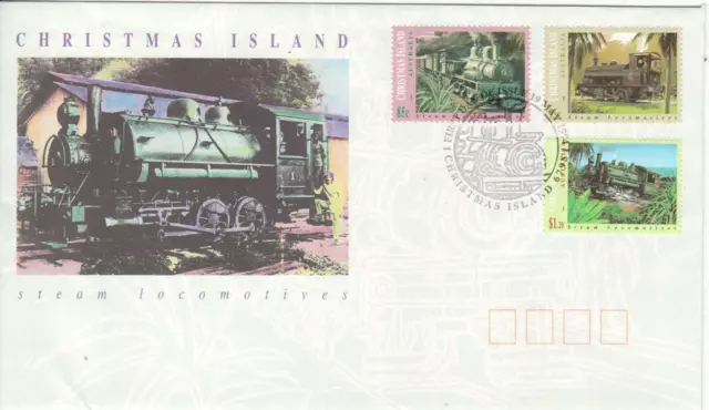 Christmas Island  1994 Steam Locomotives set 3 stamps First day cover