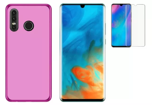 Funda HUAWEI P30 Lite (6,15) ROSA TPU LISA SILICONA GEL + PROTECTOR COMPLETO