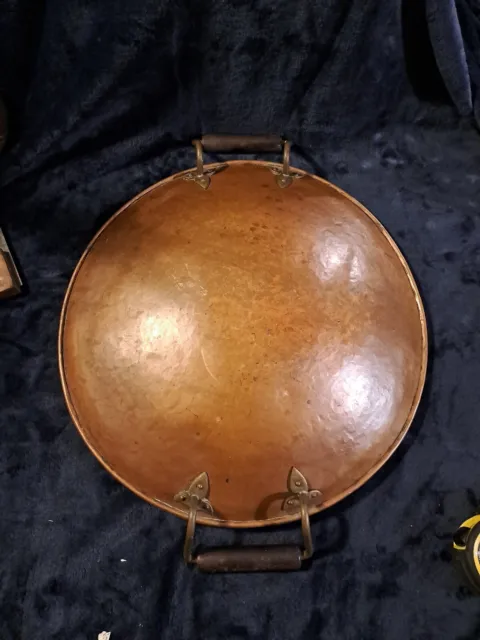 Antik Vintage große 14" massive Kupfer Kochpfanne 1,2 kg