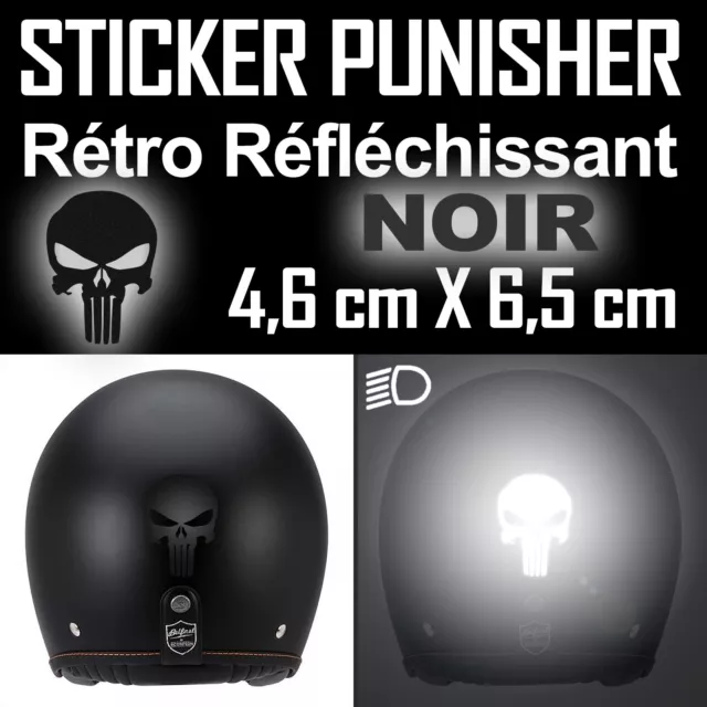 Autocollant Punisher Noir Reflechissant Reflective Tete De Mort Casque Skull