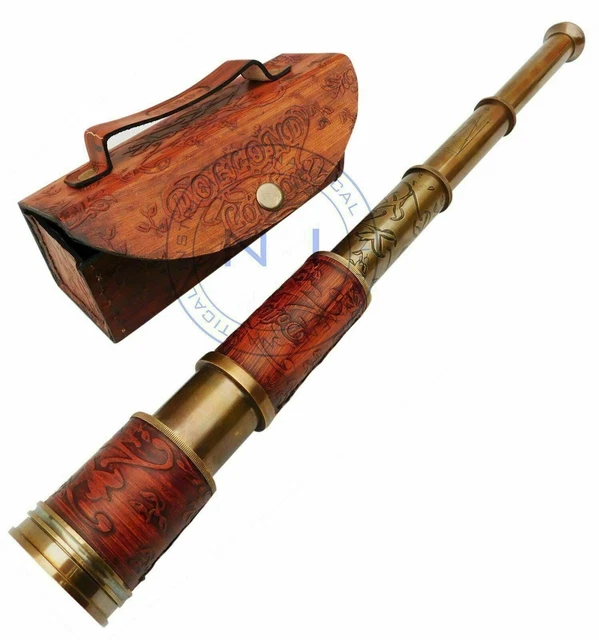Brass Telescope Marine Nautical Leather Working Pirate Spyglass Vintage Scope