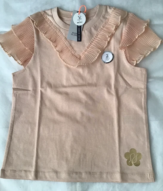 Set di pantaloncini da ciclismo beige plissette River Island mini ragazze età 3-4 anni nuovi con etichette 2