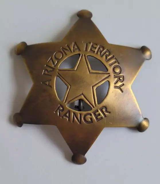 Collectable Western Badge Old West Solid Brass 3" Badge Arizona Territory Ranger