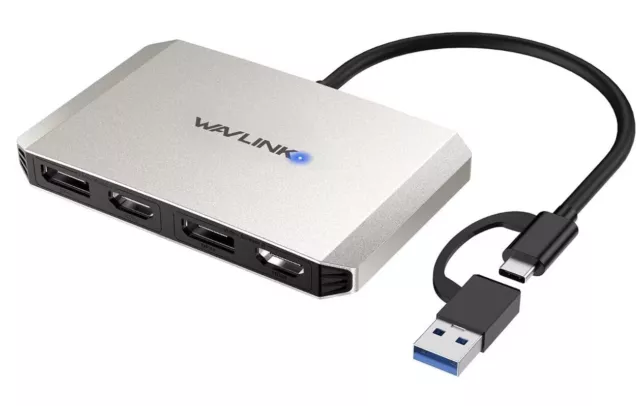 WAVLINK USB-C to Dual HDMI/DisplayPort Adapter, Dual 5K @60Hz, MacBook, Dell, HP