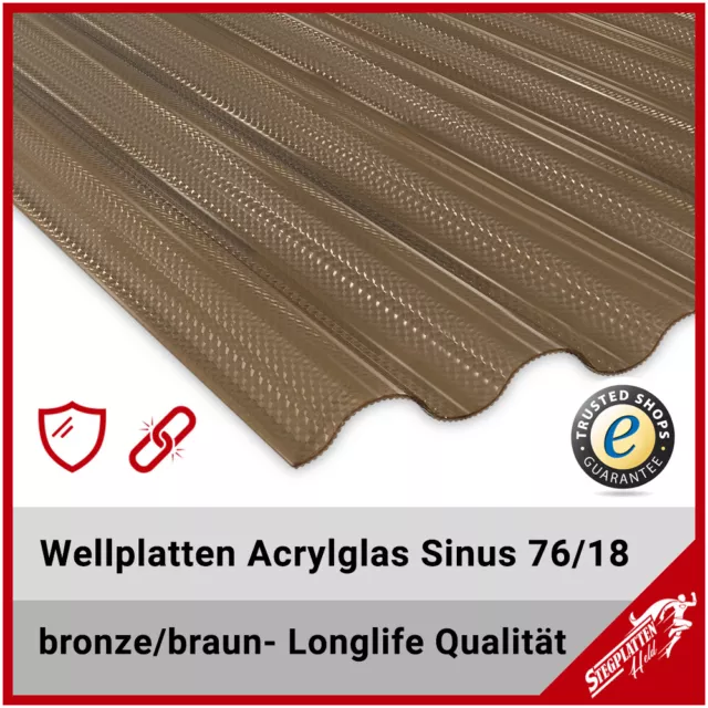 Wellplatten Lichtplatten Acrylglas Sinus 76/18 Wabenstruktur bronze