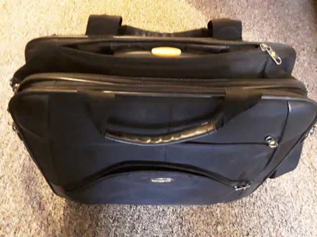 SAMSONITE ROLLING TRAVEL BAG - Black Canvas Overnight Carry On Luggage Briefcase